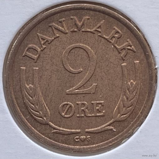 Дания 2 эре 1966 г. Бронза. В холдере