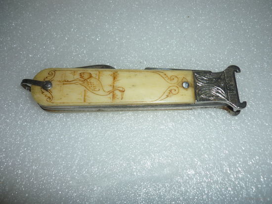 Охотничий Нож. Вставка натуральная кость, резьба. СССР