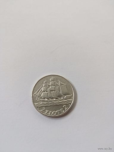 2 злотых 1936 года кораблик, Гдыня , состояние
