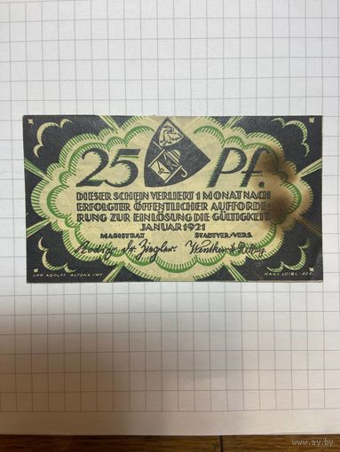 25 пфеннигов (нотгельды) г. Германия Вандсбек-1201