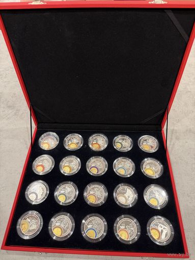 Набор Серебряных Медалей Серии 70 ЛЕТ со дня ВЕЛИКОЙ ПОБЕДЫ. С сертификатами.  СЕРЕБРО. 999:пр. ПРУФ.