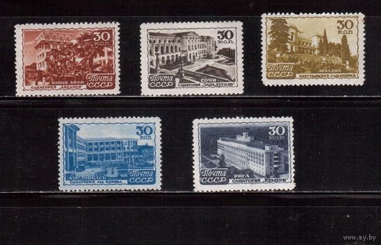 СССР-1947,(Заг.1102-) , ** (1 м-*), 6 марок, Курорты СССР