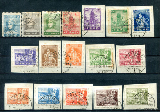 Республика Фиуме - 1919г. - символ свободы, архитектура, виды - 17 марок, фил. Вырезок - полная серия, гашёные [Mi 32-48]. #1-It-22-KB-1