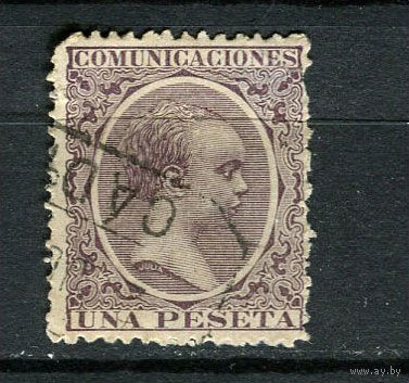 Испания (Королевство) - 1889 - Король Испании Альфонсо XIII - 1Pta - (есть тонкое место) - [Mi.199] - 1 марка. Гашеная.  (Лот 49FS)-T25P28