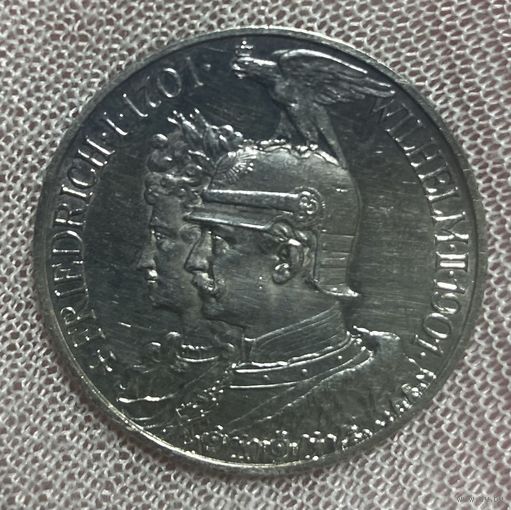 Монета 2 марки 1901 год. Германская империя. 200 лет Пруссии