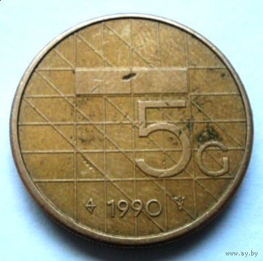 5 гульденов 1990 Нидерланды
