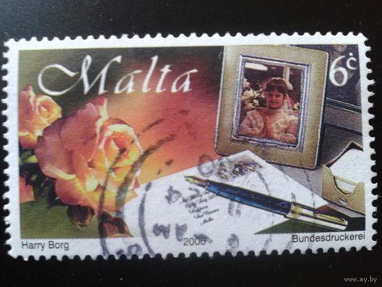 Мальта 2000 поздравительная марка, розы
