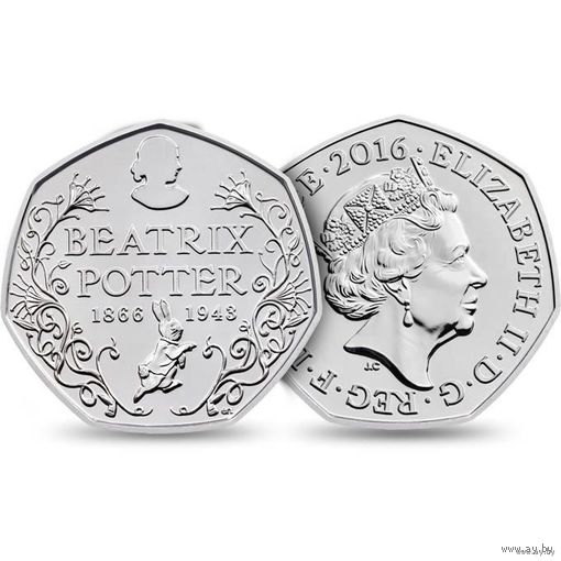 Великобритания 50 пенсов 2016 150 лет со дня рождения Беатрис Поттер UNC