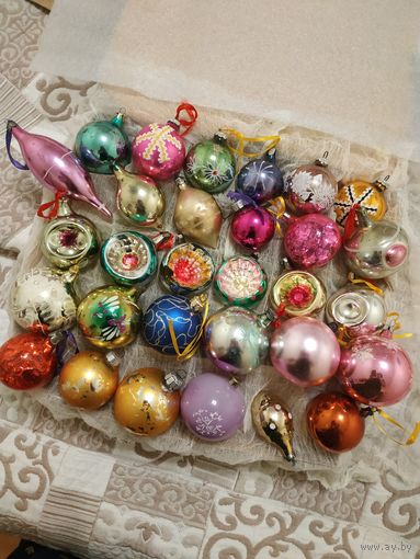 Елочные игрушки СССР 30 штук ЛОТОМ шары фонарики сосульки