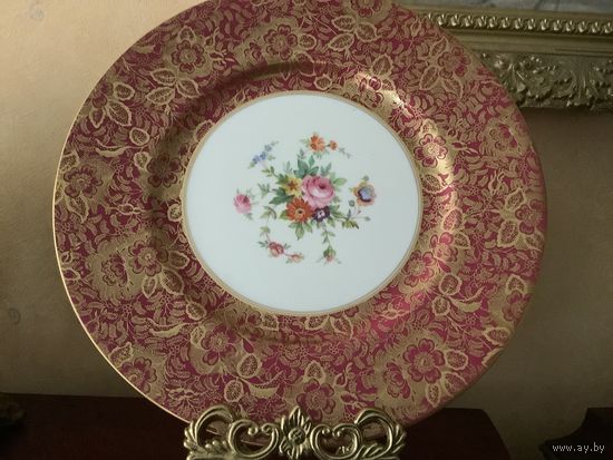 Тарелка коллекционная Розы Золотой ажур Англия Minton 1959- й Цена снижена!