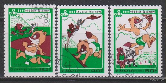 КНДР. 1989. Спортивные мультфильмы. Mi 3027-3029.