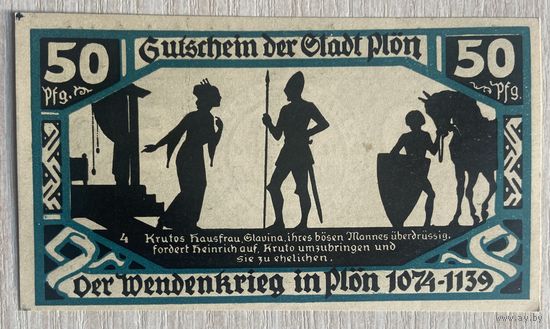Нотгельд Плён 50 пфеннигов 1921 год. Веймарская республика