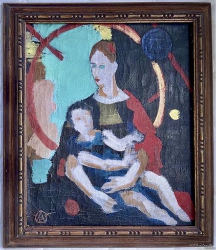 Кищенко А.М "Мадонна с младенцем", 1979г. Холст, масло. Размер 44,5х37 см.