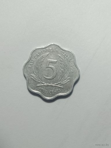 Восточные Карибы 5 центов 1999 года .