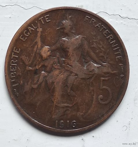 Франция 5 сантимов, 1916 звезда 3-12-11