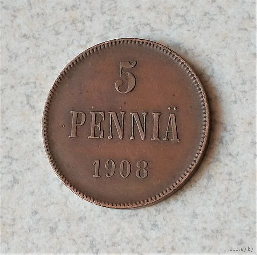 5 пенни 1908 года. AU