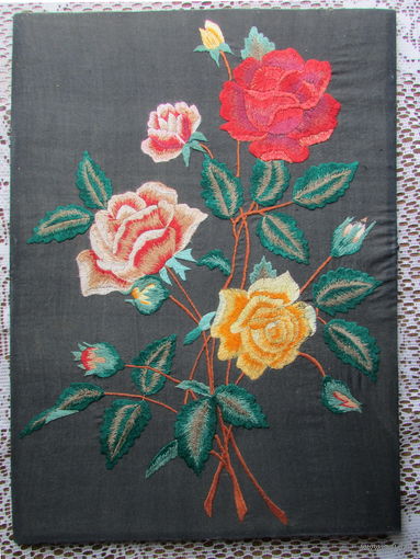 Вышивка гладью. 50-е гг., СССР, 31х42 см