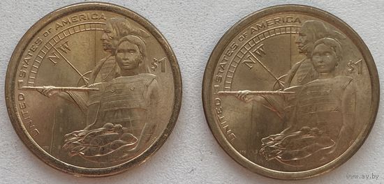 США 1 доллар 2014 г. Гостеприимство индейцев. Сакагавея. P + D. Цена за 1 шт.