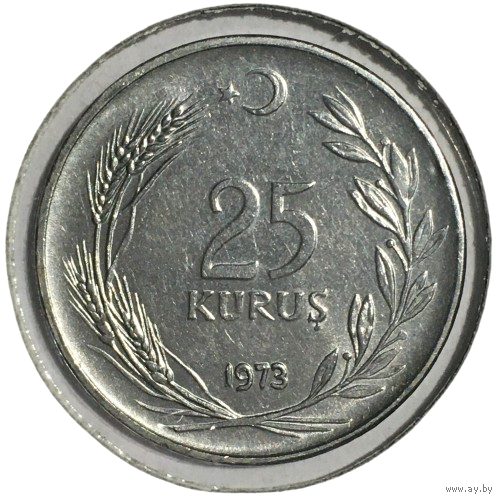 Турция 25 курушей, 1973 (холдер)