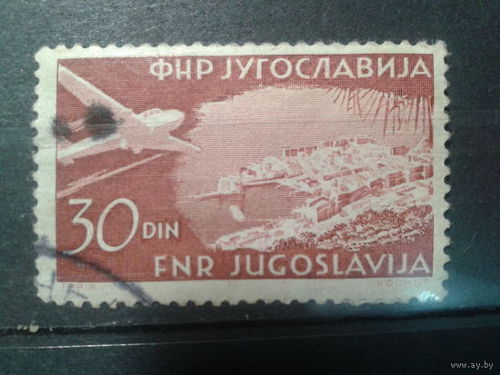 Югославия, 1951. Авиапочта, самолет над Дубровником