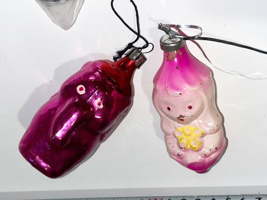 Ёлочные игрушки СССР стекло лот с мишурой дождик