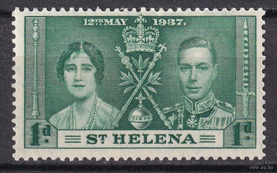 20.BrKS. Великобритания. Колонии.  Остров Святой Елены. Коронация Георга VI и Елизаветы. 1937 г. 1/2P.  Mi.#94.