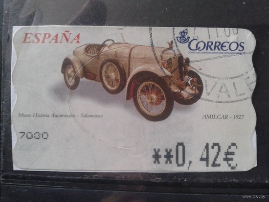 Испания 2003 Автоматная марка Амилкар 1927 г. 0,42 евро Михель-2,0 евро гаш