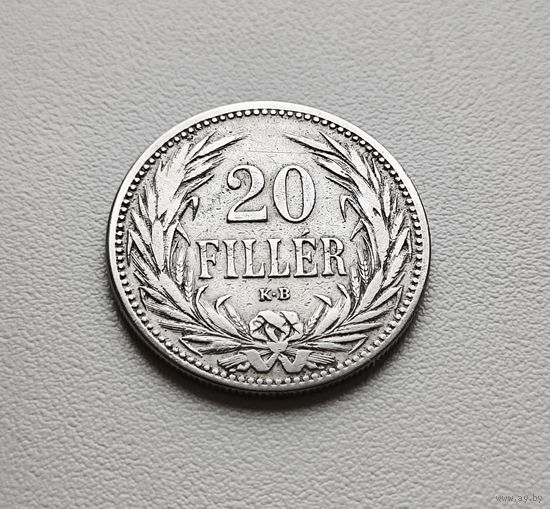 20 филлеров 1893г., Франц Иосиф I, Австрия, Кремница, лот ав-1,5