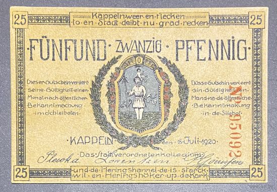 Нотгельд 25 пфеннигов 1920 год. Каппельн Веймарская республика