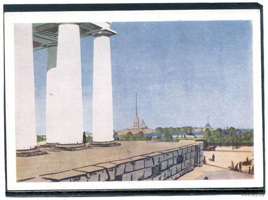 Остроумова Лебедева. Колонны биржи и крепость. Изд.1957