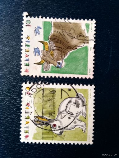 Марка Швейцарии. Домашние животные. 2 марки. 1991, 1992