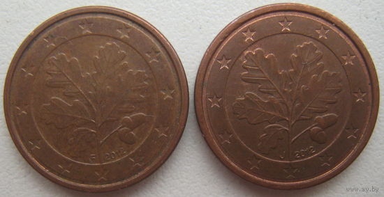 Германия 1 евроцент 2012 г. (A) (F) (G) (J). Цена за 1 шт.