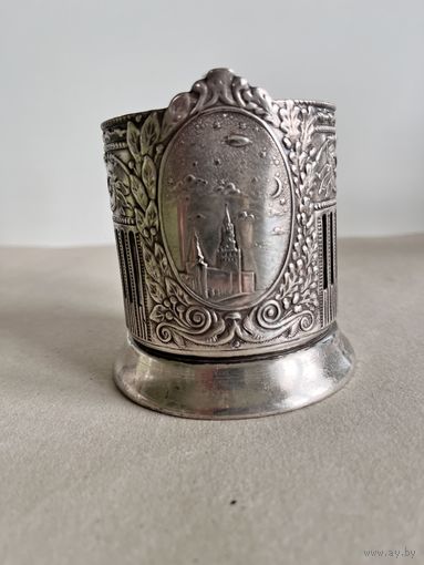 ПОДСТАКАННИК "НОЧНОЙ КРЕМЛЬ. СПАССКАЯ БАШНЯ ", КОЛЬЧУГИНО, 1958 ГОД.