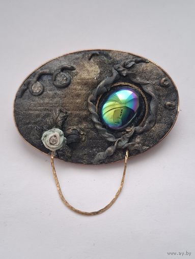 Крупная брошь. Яркая вставка. 70-е годы, Германия