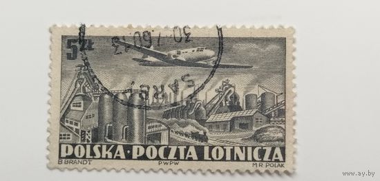 Польша 1952. Самолет над городом