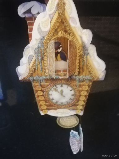 Открытка С Новым годом 3д Часы  кукушка