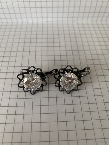 Серьги винтаж с крупным кристаллом