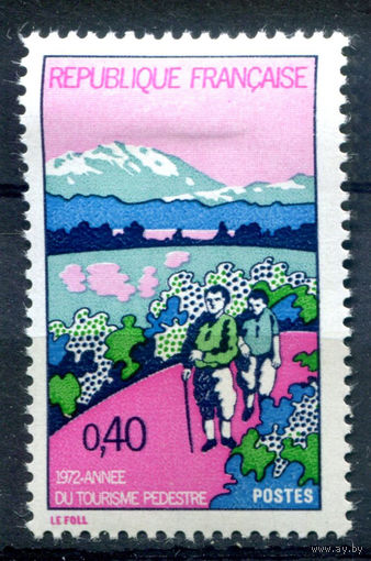 Франция - 1972г. - год пешего туризма - 1 марка - полная серия, MH с дефектом клея [Mi 1803]. #2-Fr-39-A-1