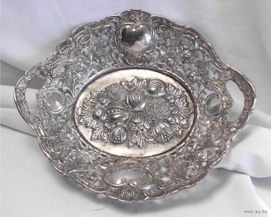 Конфетница Фруктовница 31 х 27 Фрукты Серебрение 05