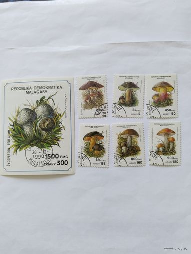 Мадагаскар 1990  6 м+бл. грибы
