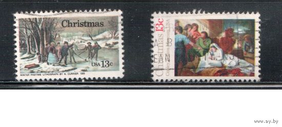США-1976, (Мих.1288-1289 ) , гаш.  , Рождество, Живопись(полная серия)