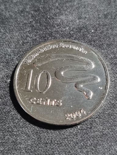 Кокосовые острова 10 центов 2004 Unc
