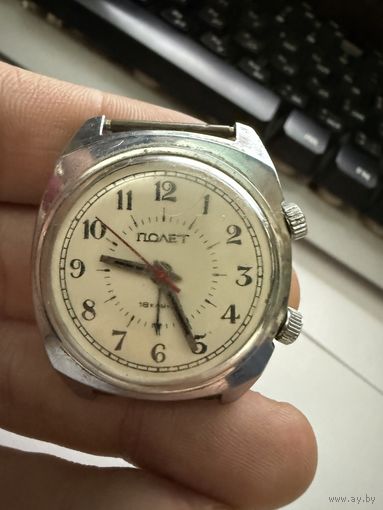 С 1 рубля!рабочие Часы будильник полёт 18 камней редкость !распродажа коллекции !