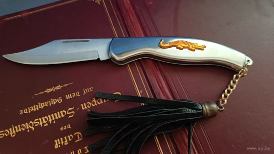 Отличный складной нож с накладкой аллигатора крокодила грибника охотника рыбака туриста автомобилиста