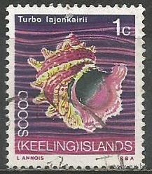 Кокосовые острова. Молюск Турбо.1969г. Mi#8.