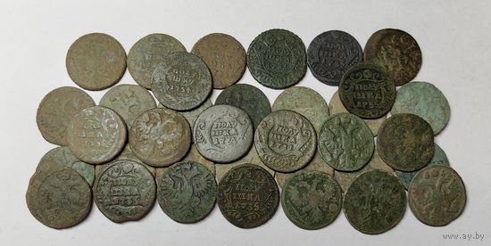 Лот монет РИ. Полушка. 35 шт