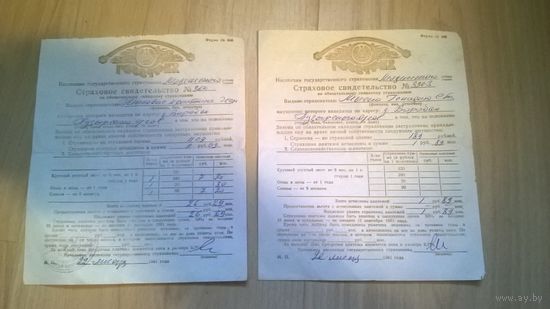 Страховое Свидетельство об обязательном страховании имущества, СССР 1981 года
