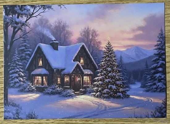 Открытка новогодняя чистая 10х15 см.