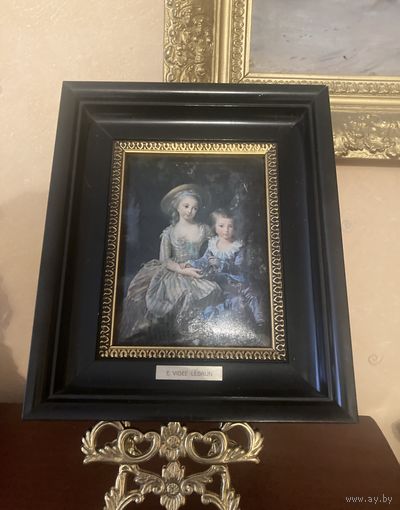 Панно Картина Мария Антуанетта и Луис 16  Франции винтаж