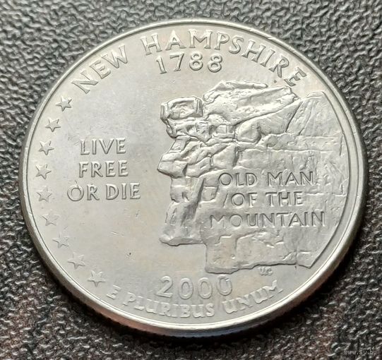 США 1/4 доллара, 2000 Квотер штата Нью-Гэмпшир   D   ( 1-3-3 )